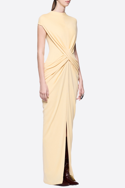 Denzel Cross-Over Slit Maxi Dress - Yellow
