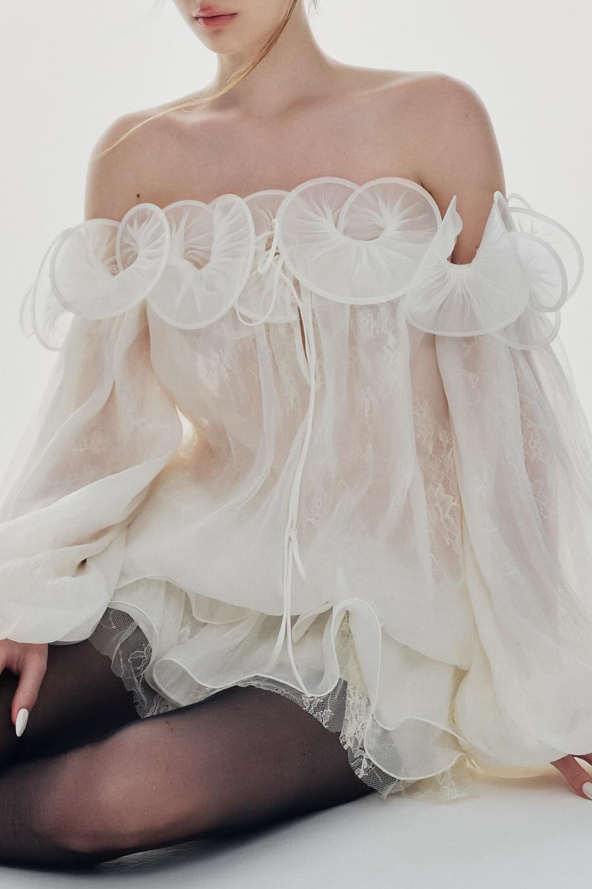Derbs Off Shoulder Crinkled Ruffle Mini Dress