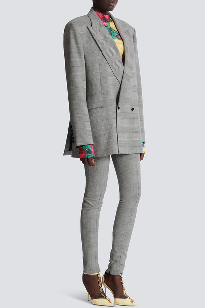Dereck Plaid Oversize Blazer - Grey