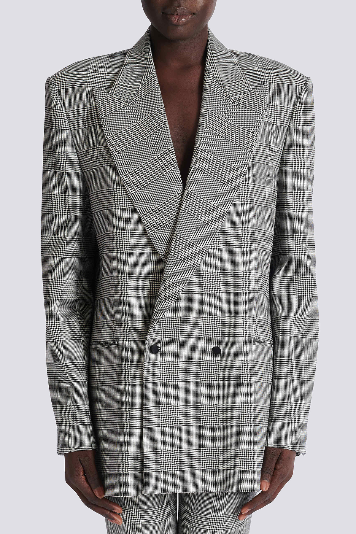 Dereck Plaid Oversize Blazer - Grey