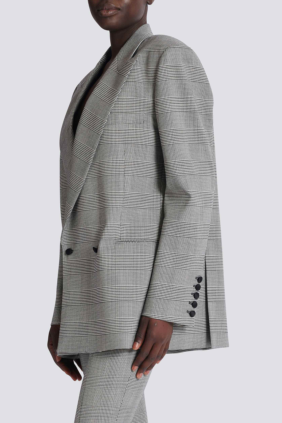 Dereck Plaid Oversize Blazer - Grey