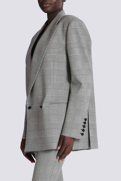 Dereck Plaid Oversize Blazer - Grey
