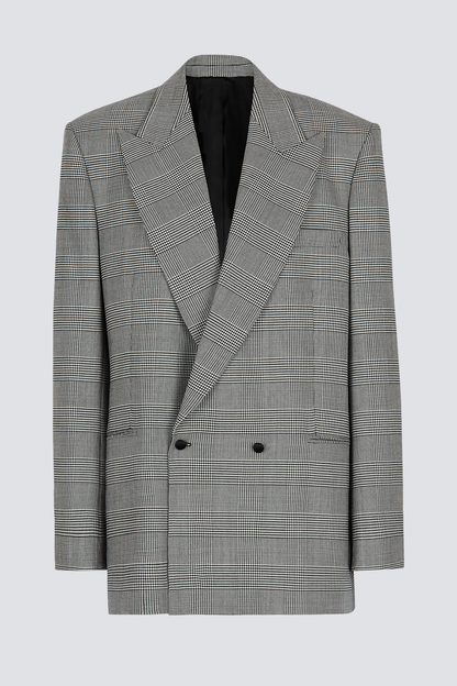 Dereck Plaid Oversize Blazer - Grey