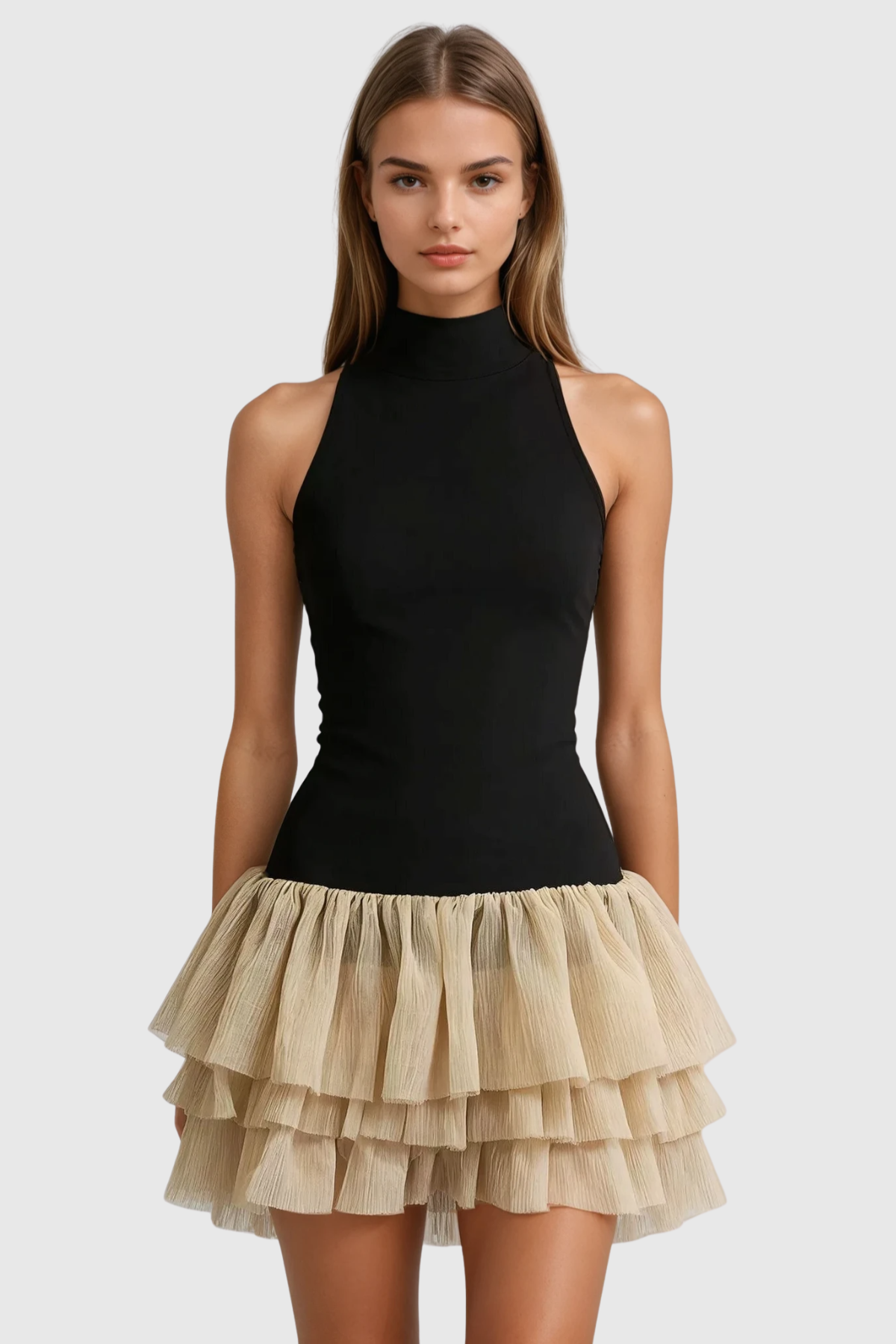 Devie Sleeveless Ruffle Mini Dress