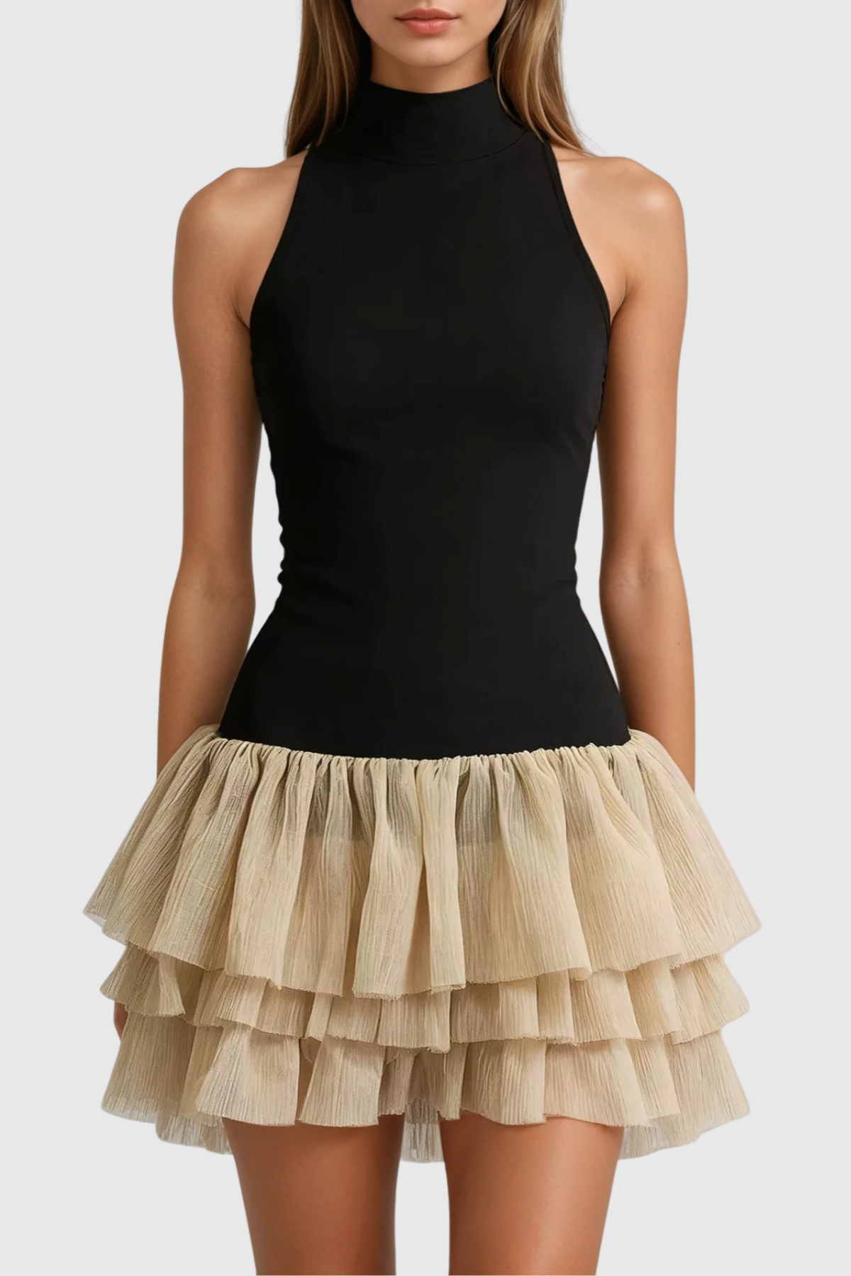Devie Sleeveless Ruffle Mini Dress