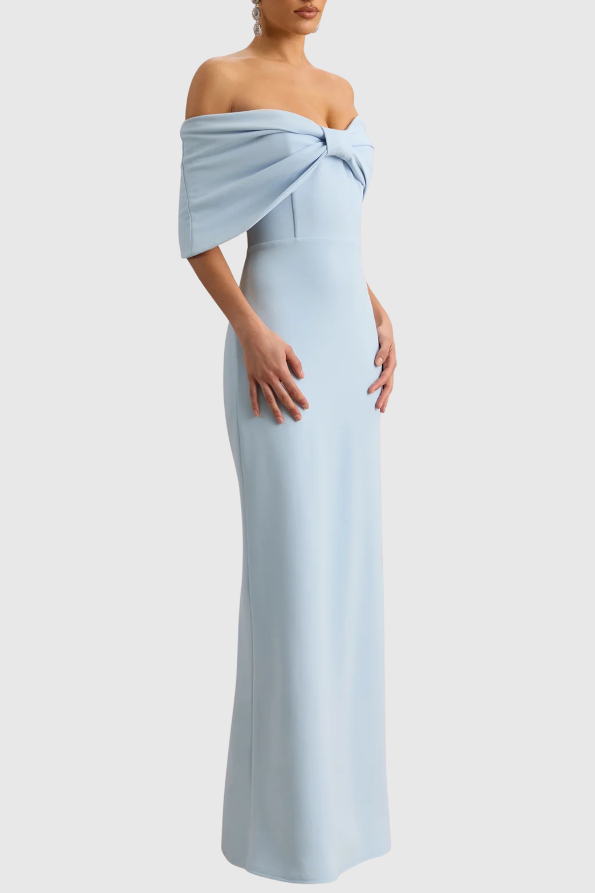 Didiy One Shoulder Bow Maxi Dress - Blue