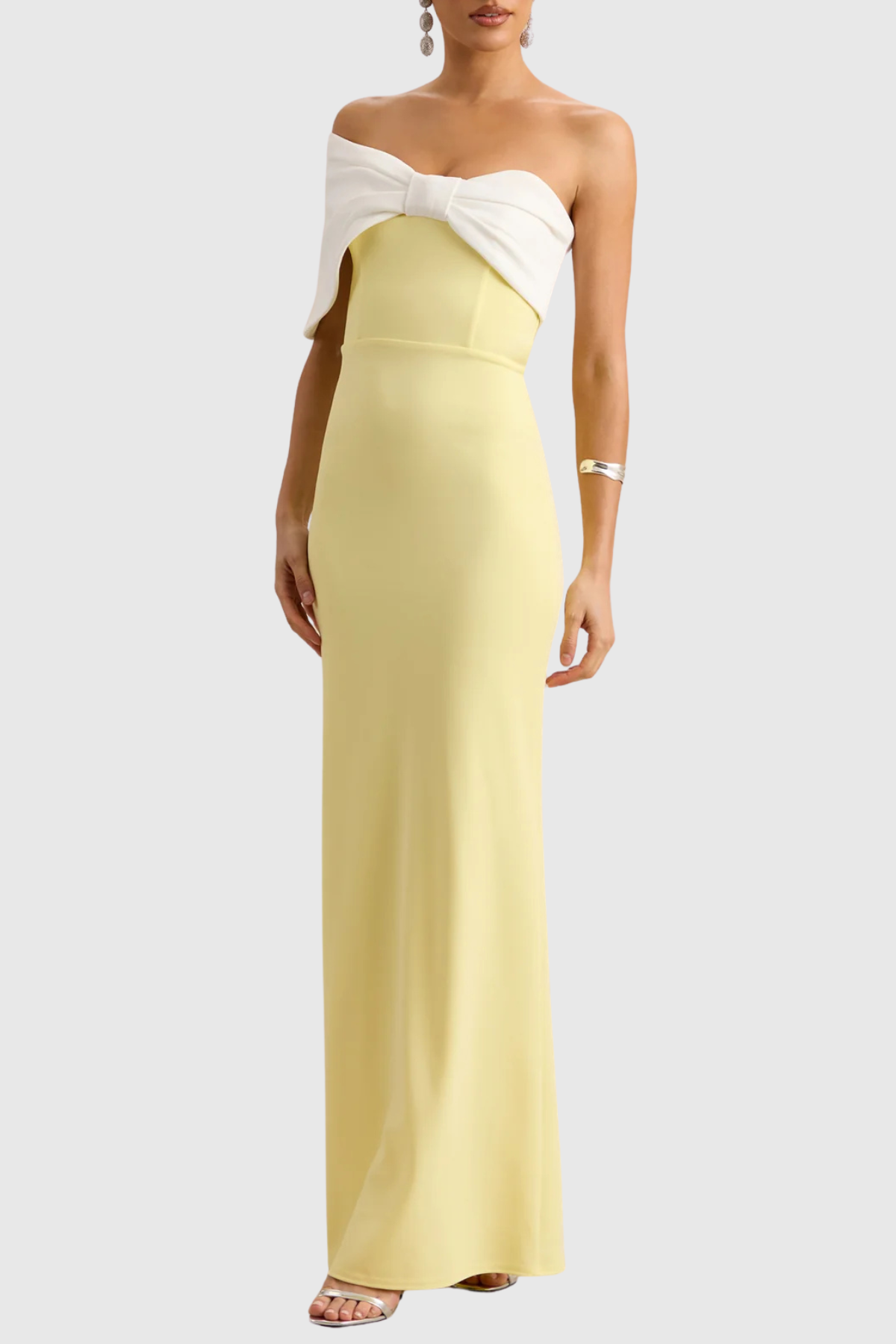 Didiy One Shoulder Bow Maxi Dress - Yellow