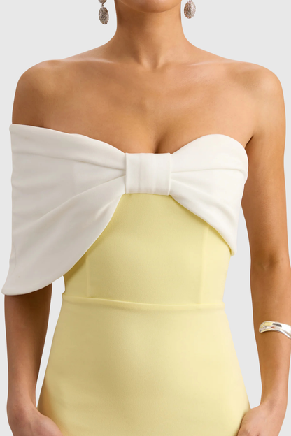 Didiy One Shoulder Bow Maxi Dress - Yellow
