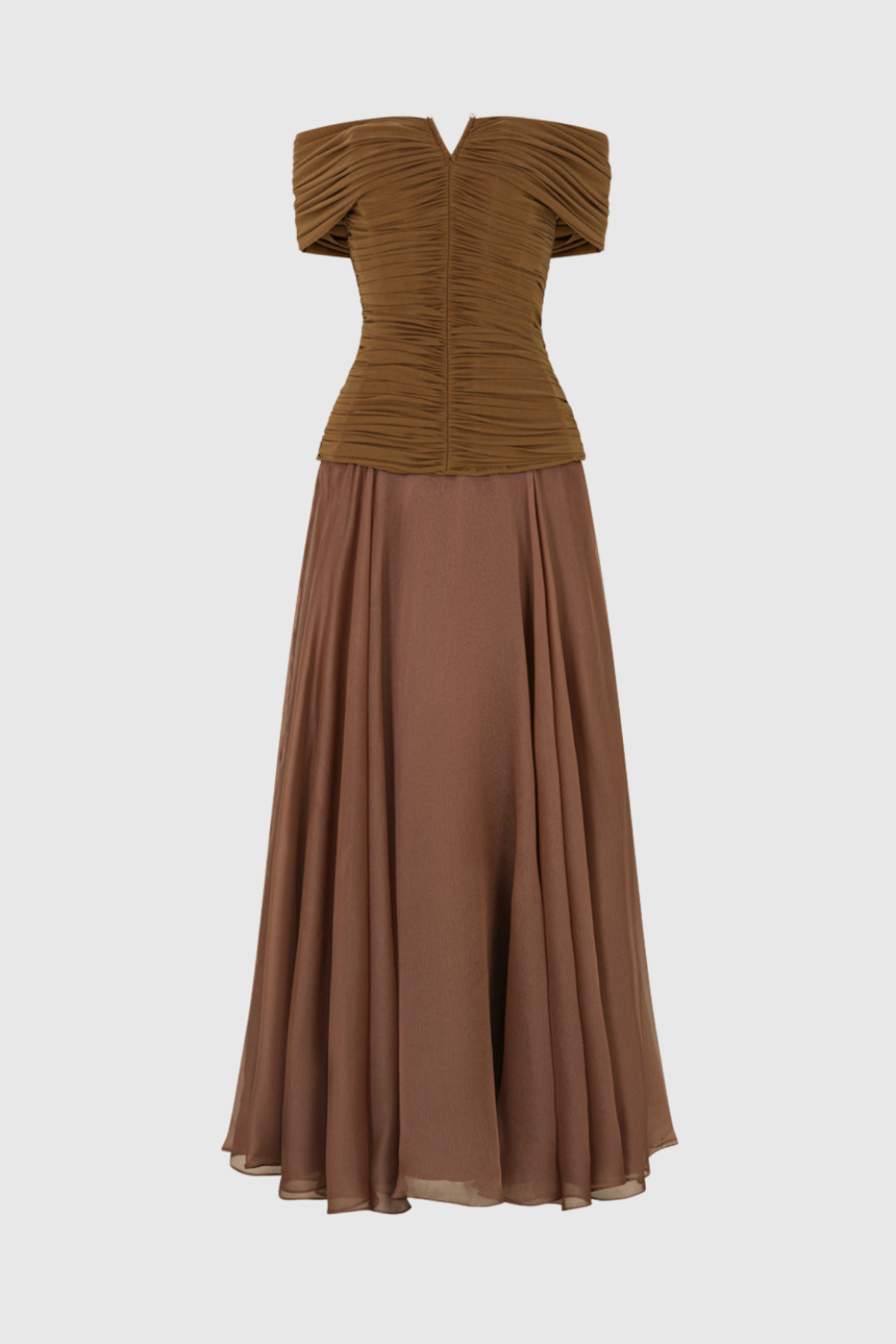 Dimitra Off Shoulder Ruched Maxi Dress