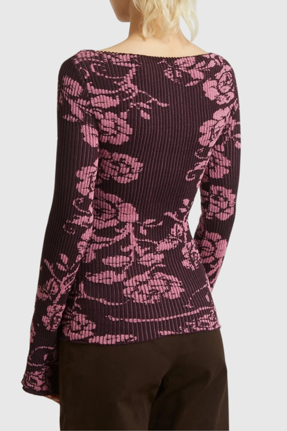 Dinoa Rose Long Sleeve Knit Top