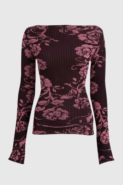 Dinoa Rose Long Sleeve Knit Top
