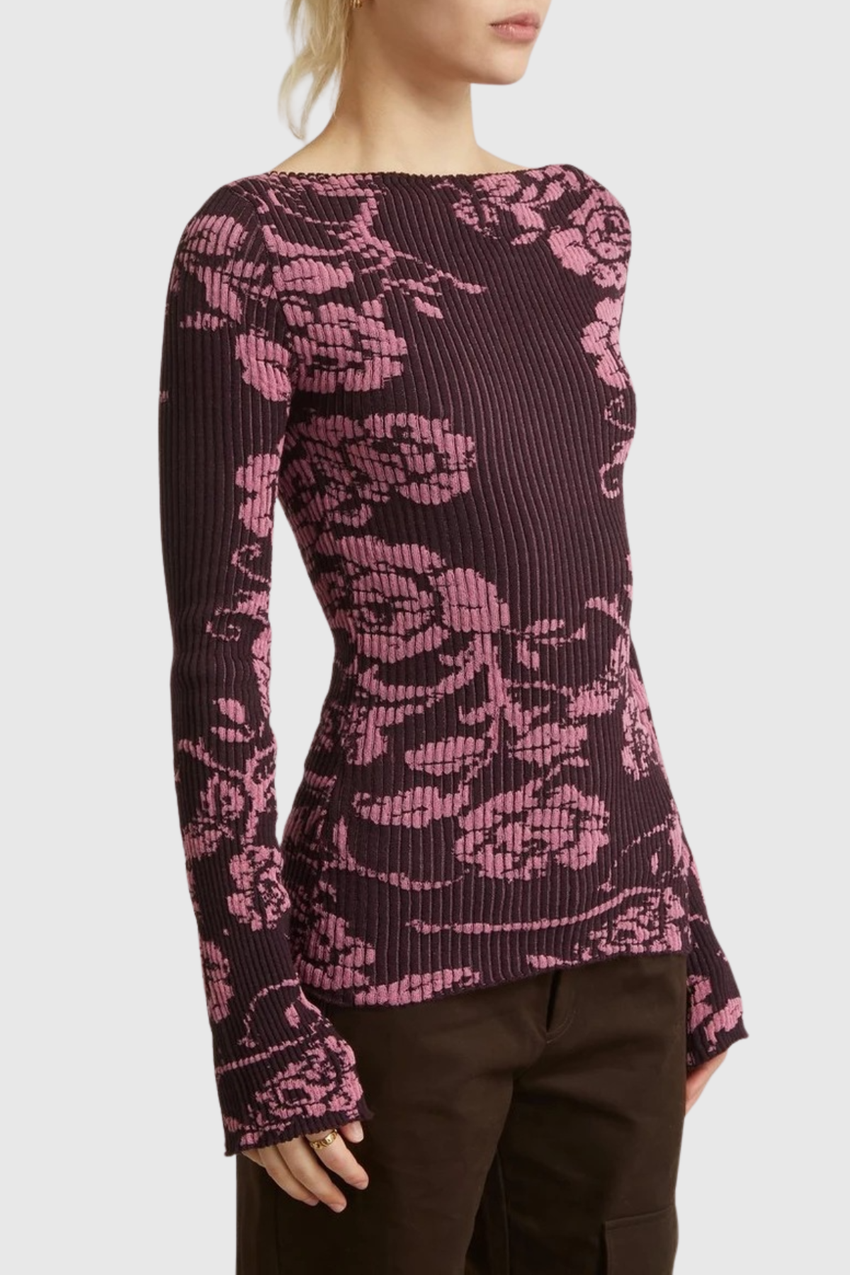 Dinoa Rose Long Sleeve Knit Top