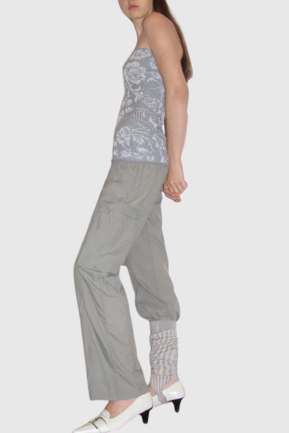 Dinoa Rose Strapless Knit Top - Grey
