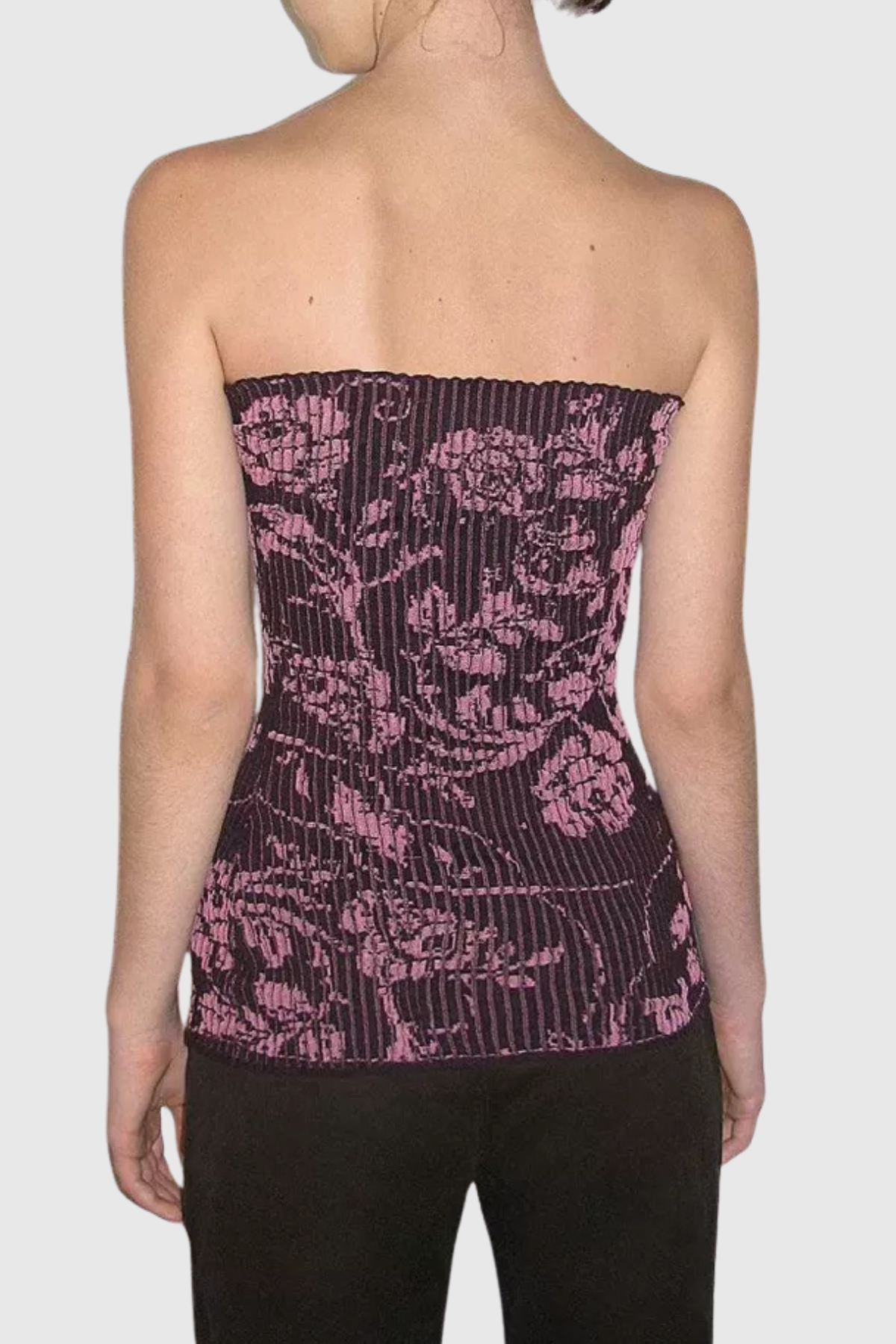 Dinoa Rose Strapless Knit Top - Pink