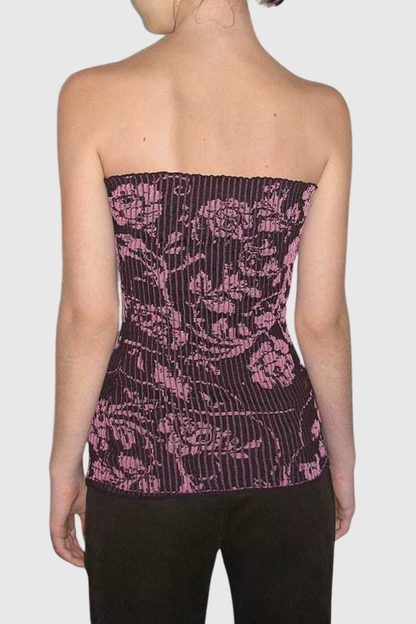 Dinoa Rose Strapless Knit Top - Pink