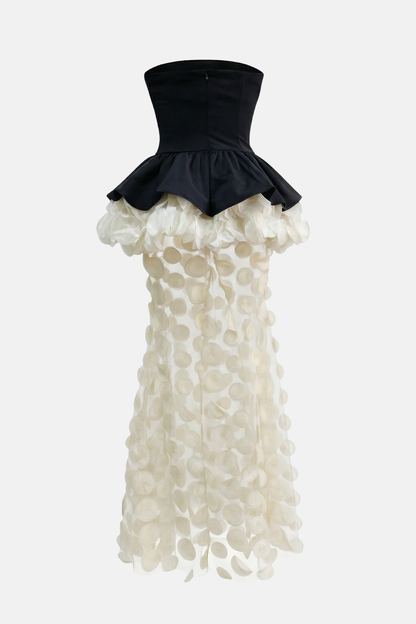 Diono Strapless Dot Mesh Maxi Dress
