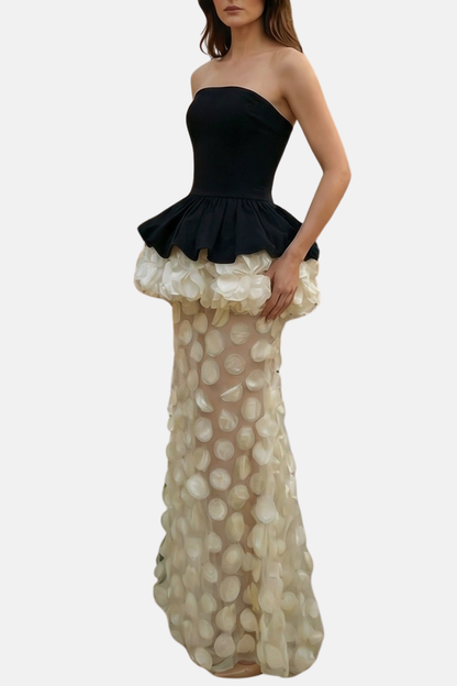 Diono Strapless Dot Mesh Maxi Dress
