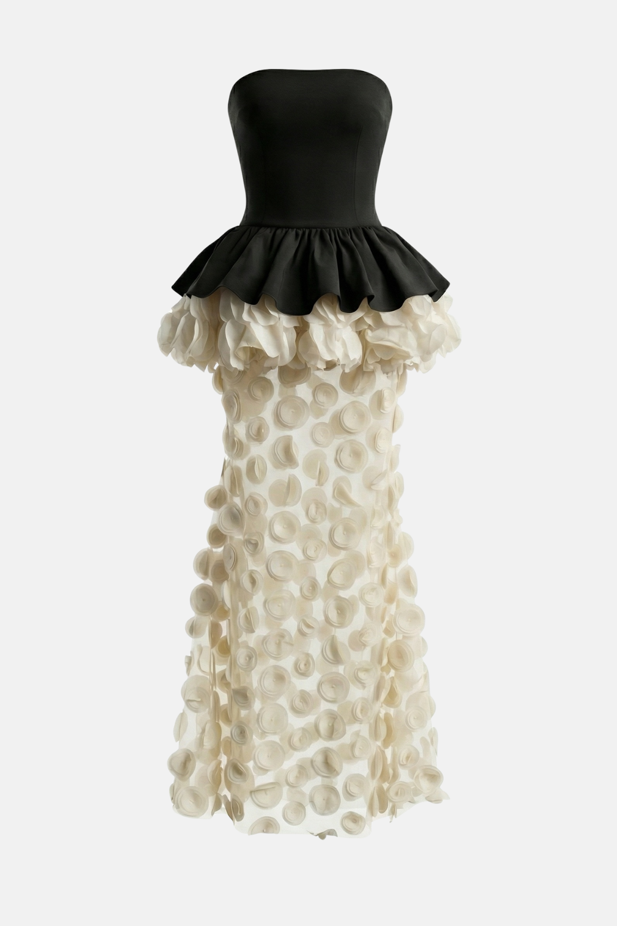 Diono Strapless Dot Mesh Maxi Dress