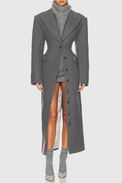 Disena Lapel Coat - Grey