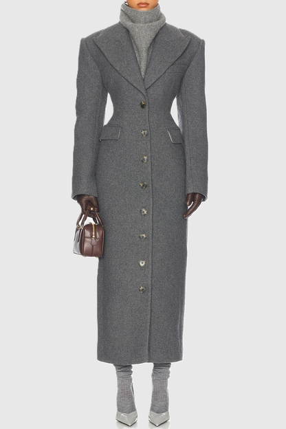 Disena Lapel Coat - Grey