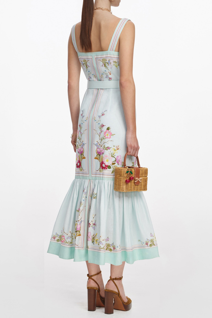 Doeia Floral Print Belted Midi Dress