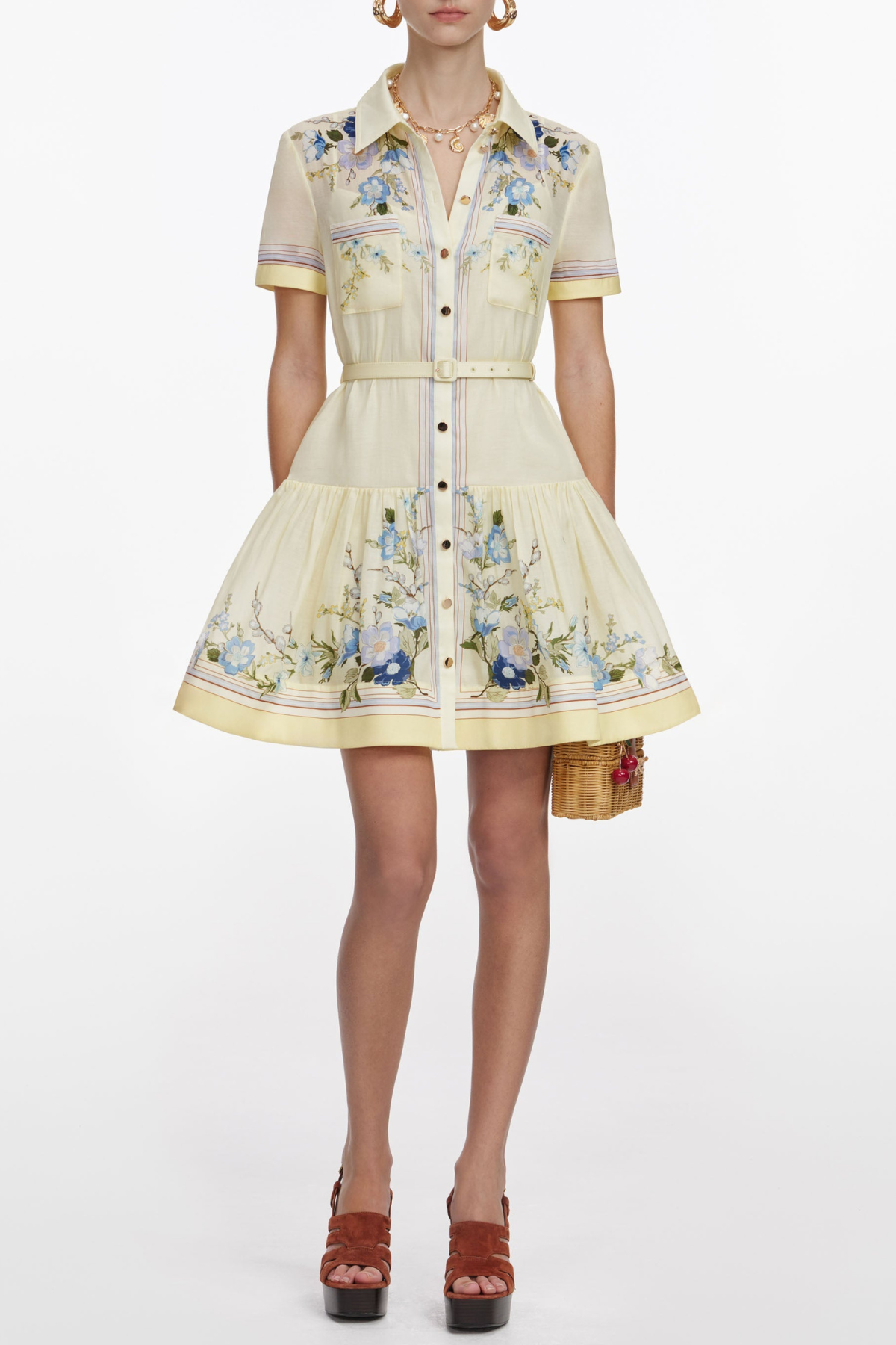Doeia Floral Print Belted Mini Dress