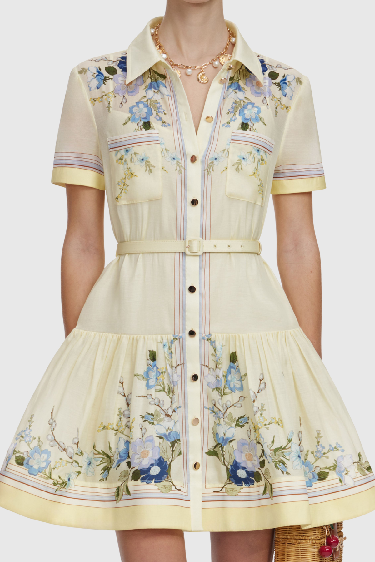 Doeia Floral Print Belted Mini Dress