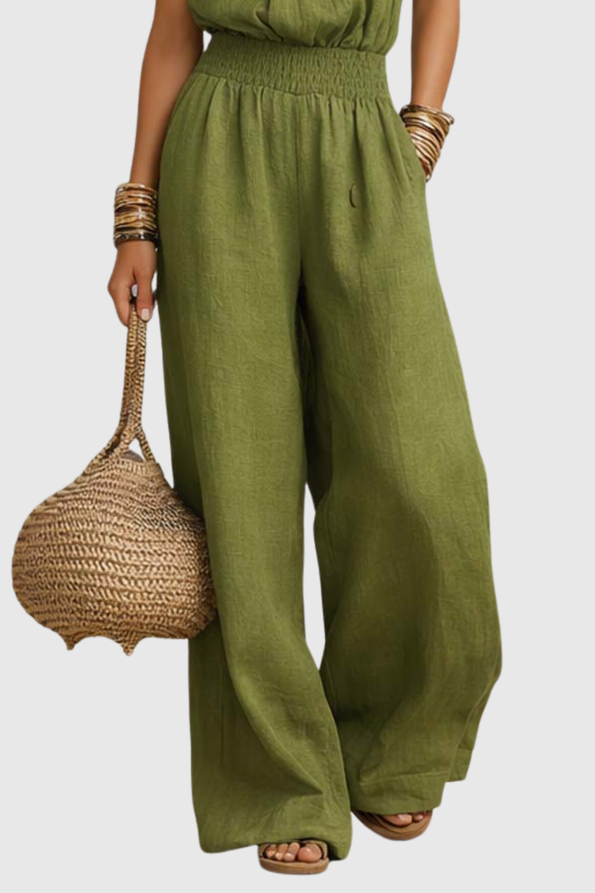 Dollyia Halter Ruched Jumpsuit - Green