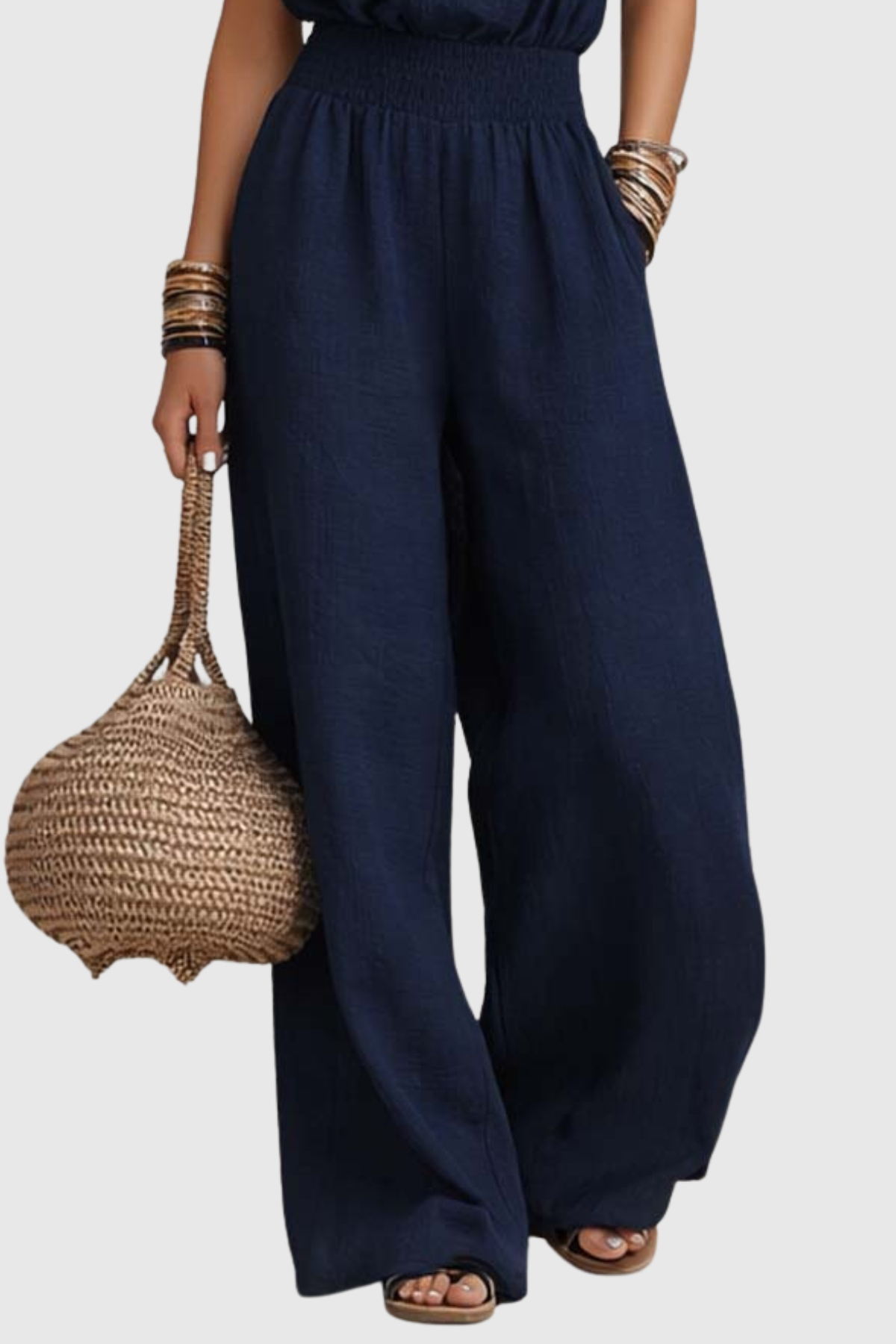 Dollyia Halter Ruched Jumpsuit - Navy