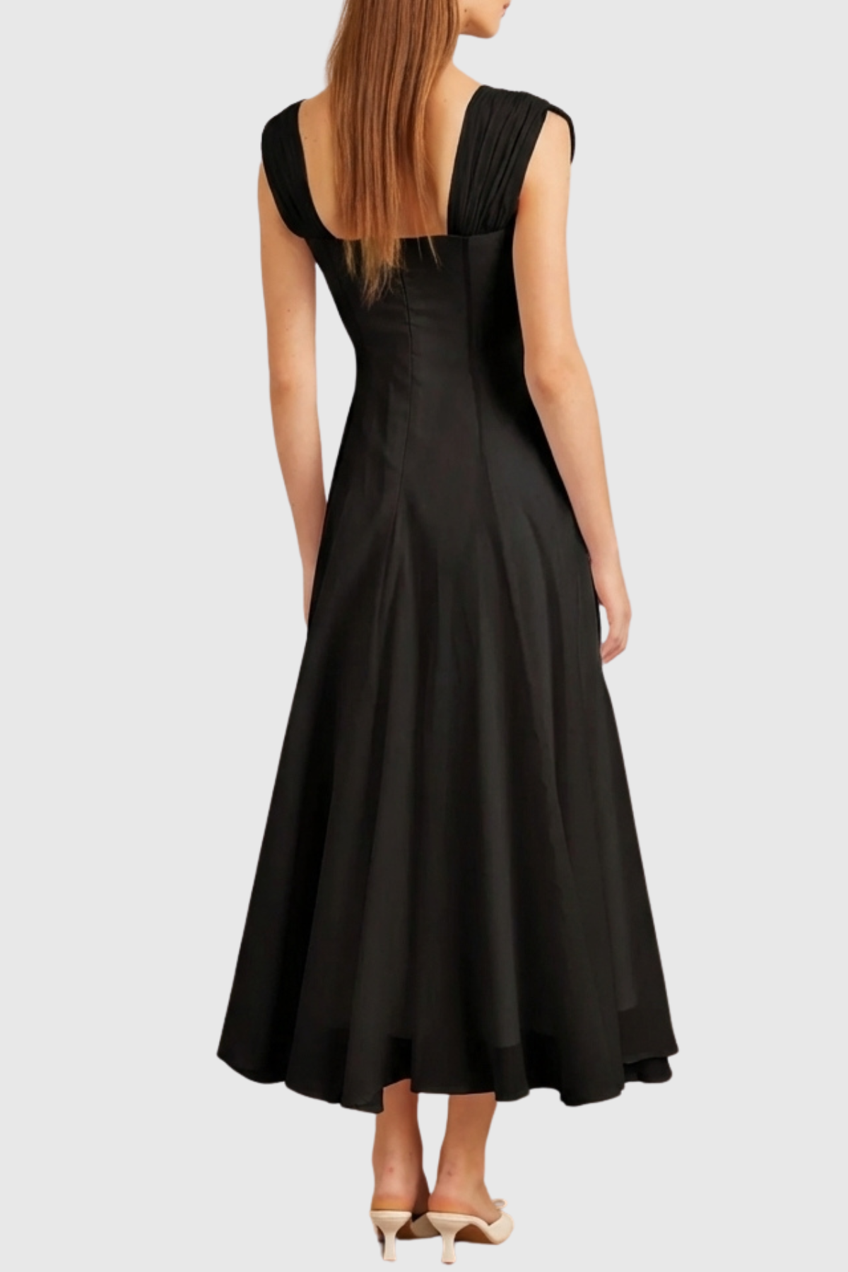 Dolors Flounced Midi Dress - Black