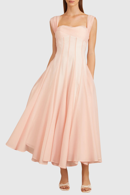 Dolors Flounced Midi Dress - Pink
