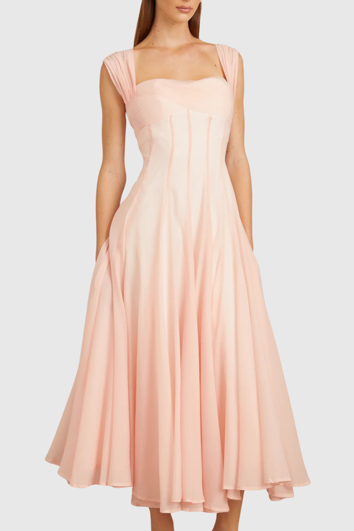 Dolors Flounced Midi Dress - Pink