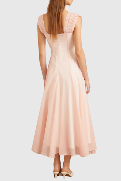 Dolors Flounced Midi Dress - Pink