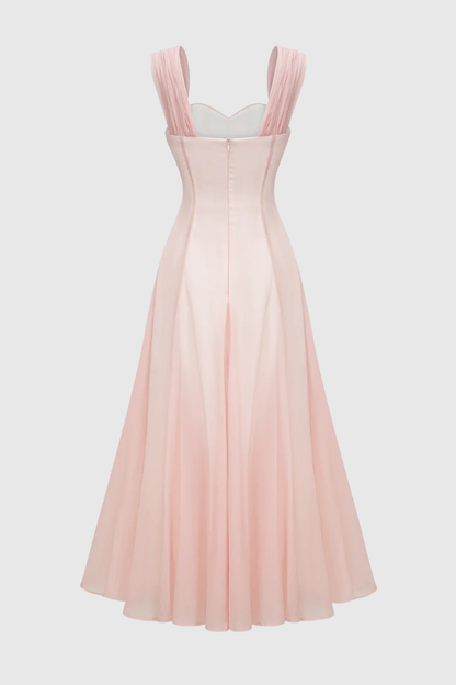 Dolors Flounced Midi Dress - Pink