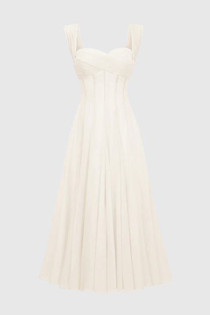 Dolors Flounced Midi Dress - White