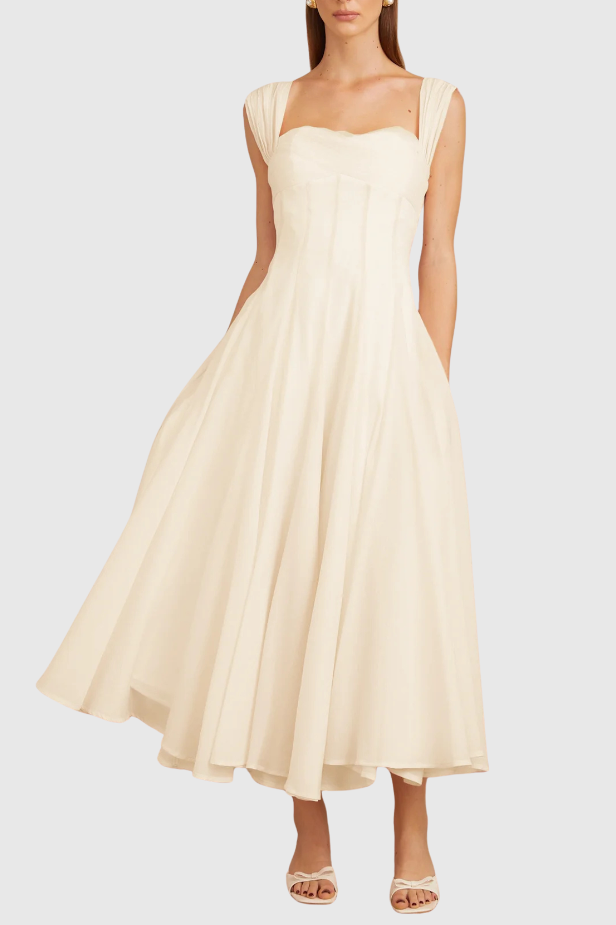Dolors Flounced Midi Dress - White
