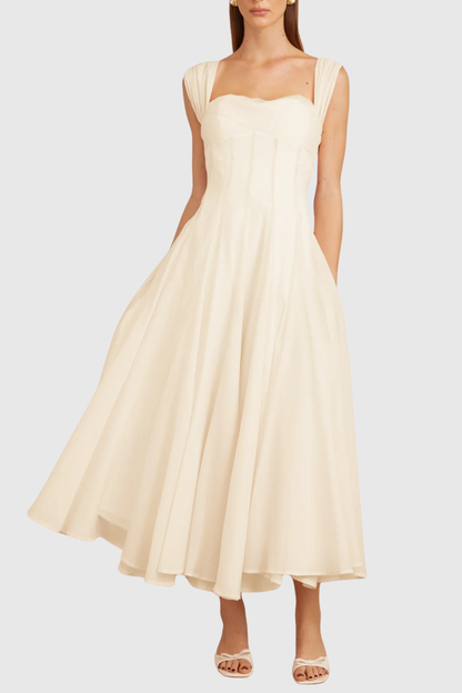 Dolors Flounced Midi Dress - White