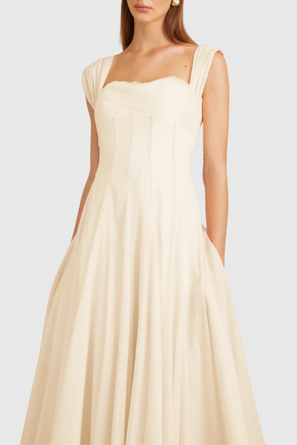 Dolors Flounced Midi Dress - White