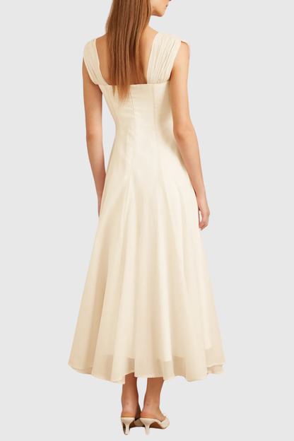 Dolors Flounced Midi Dress - White