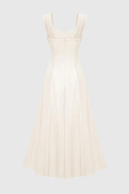 Dolors Flounced Midi Dress - White