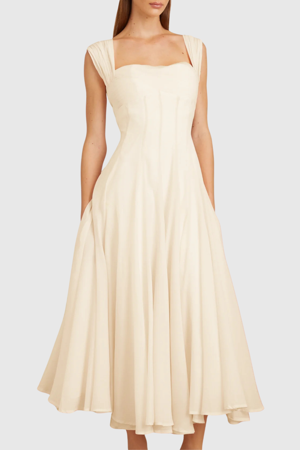 Dolors Flounced Midi Dress - White