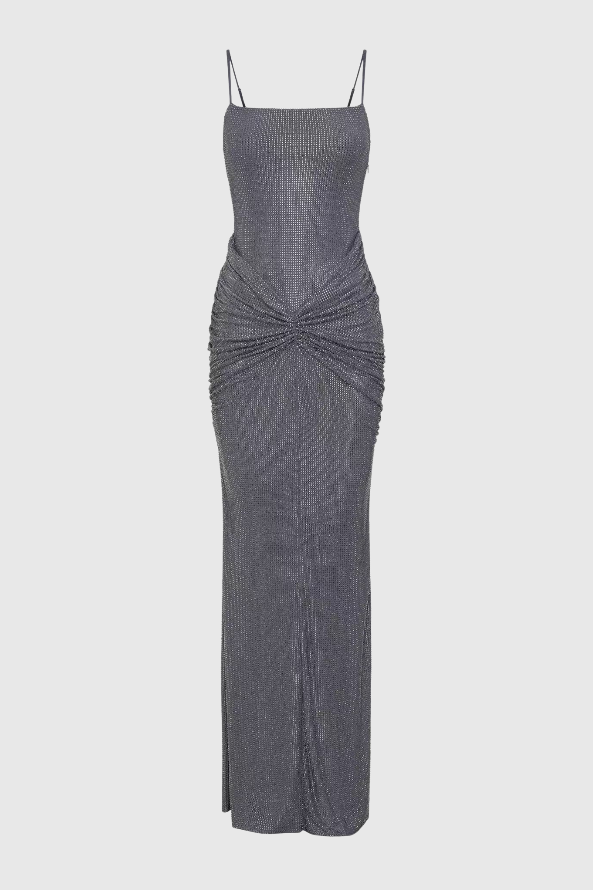 Dominica Crystal Embellished Ruched Maxi Dress - Grey