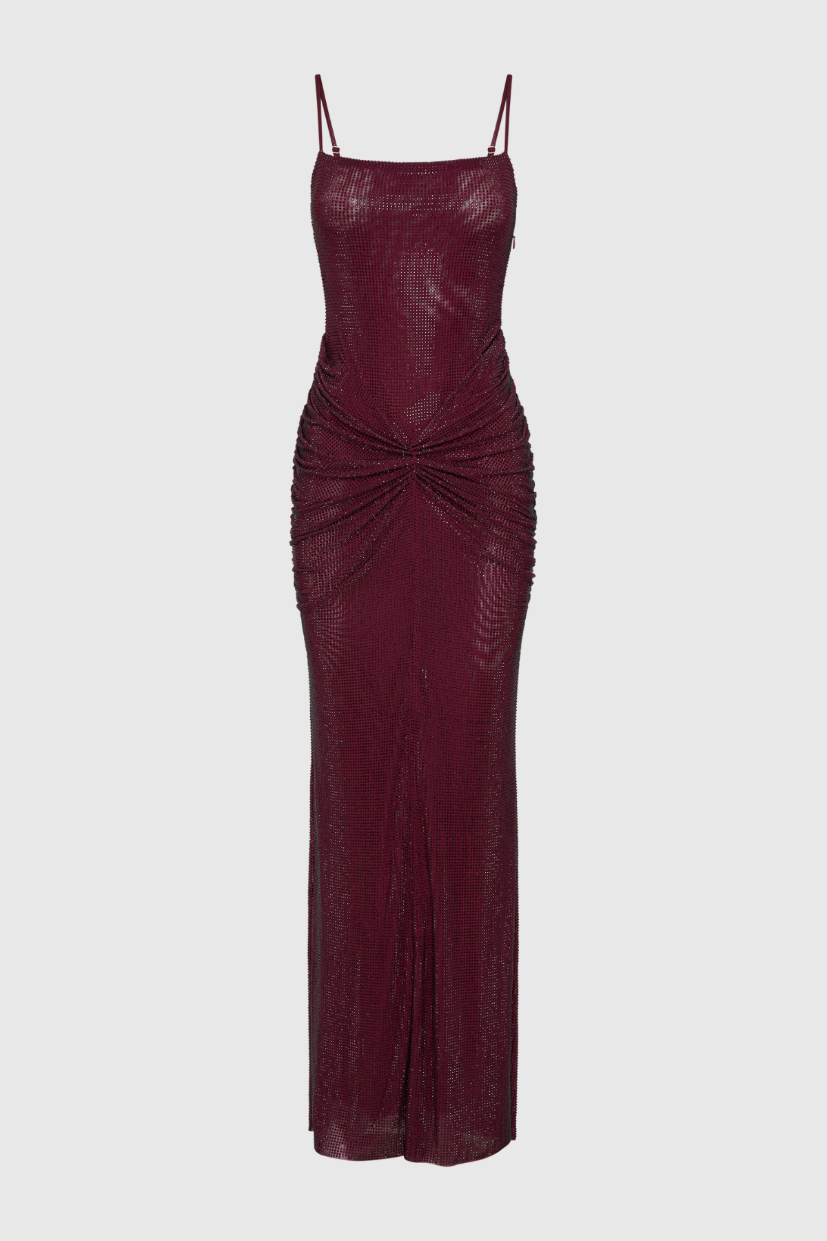 Dominica Crystal Embellished Ruched Maxi Dress - Wine