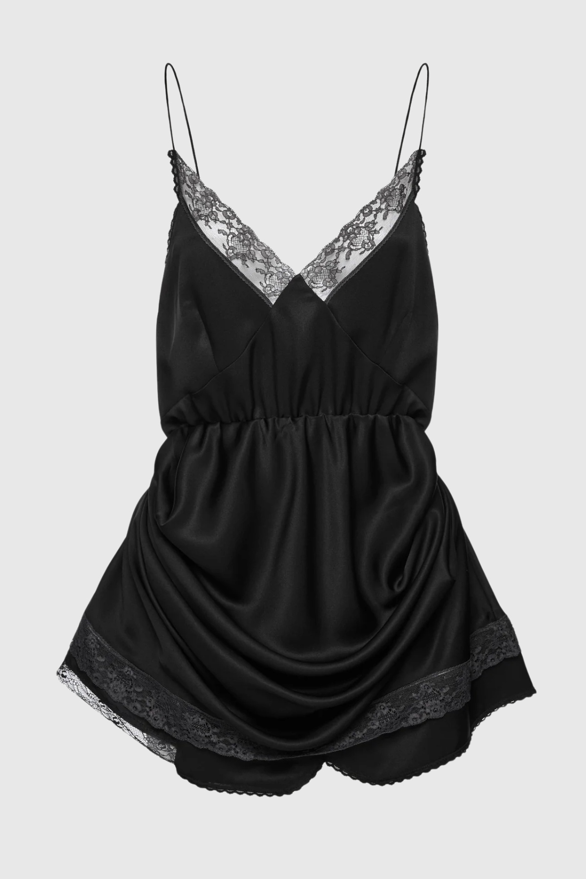 Donella Lace Trim Mini Dress - Black