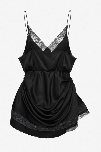 Donella Lace Trim Mini Dress - Black