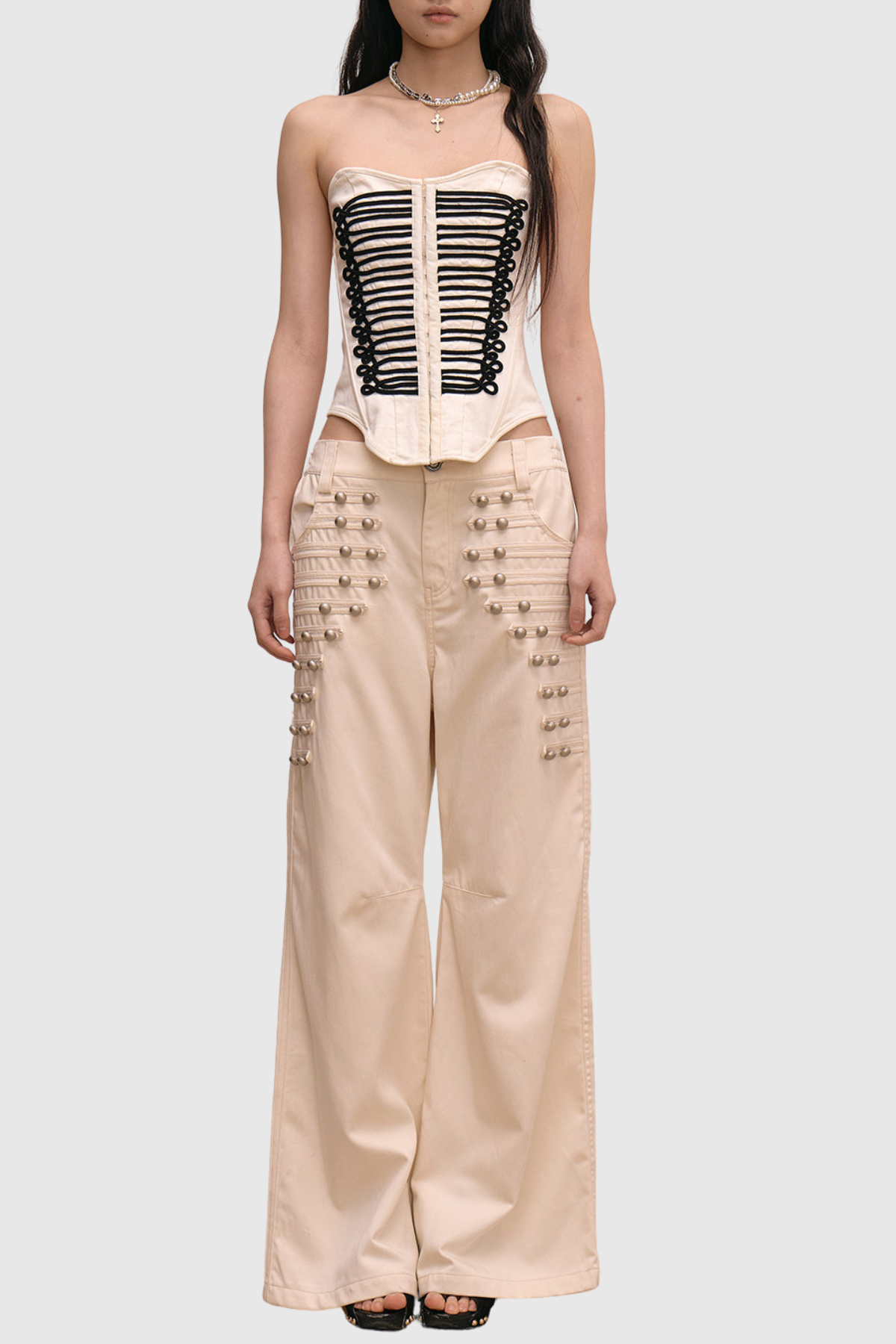 Donna  Napoleon Double Breasted Trousers - Beige