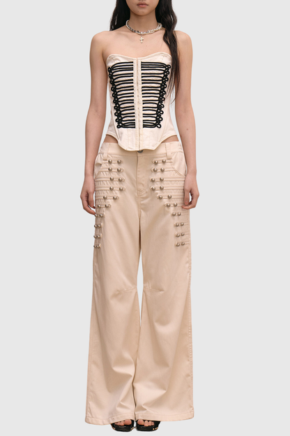 Donna  Napoleon Double Breasted Trousers - Beige