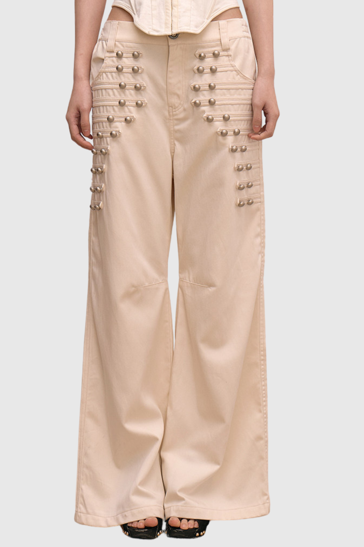 Donna  Napoleon Double Breasted Trousers - Beige