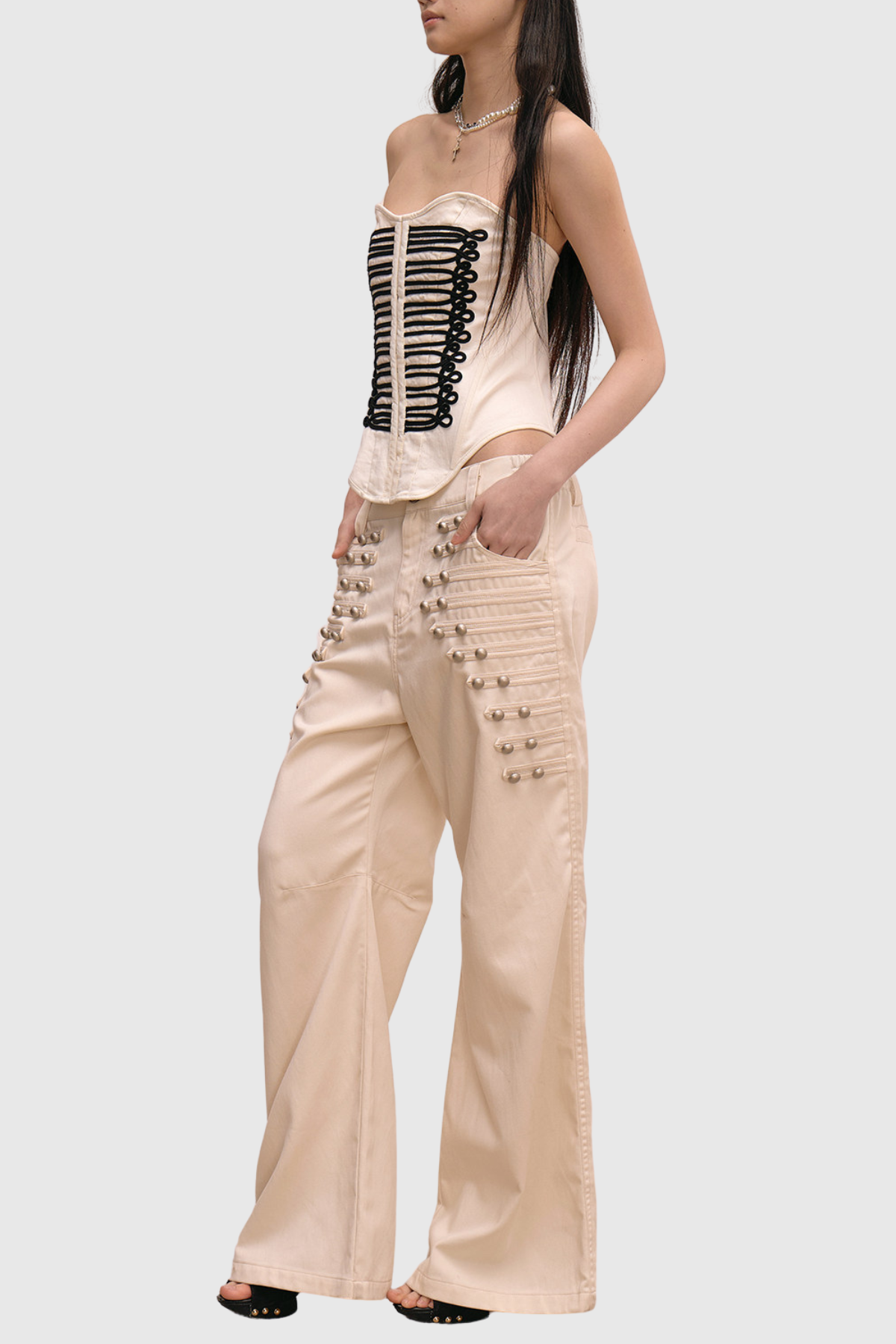 Donna  Napoleon Double Breasted Trousers - Beige