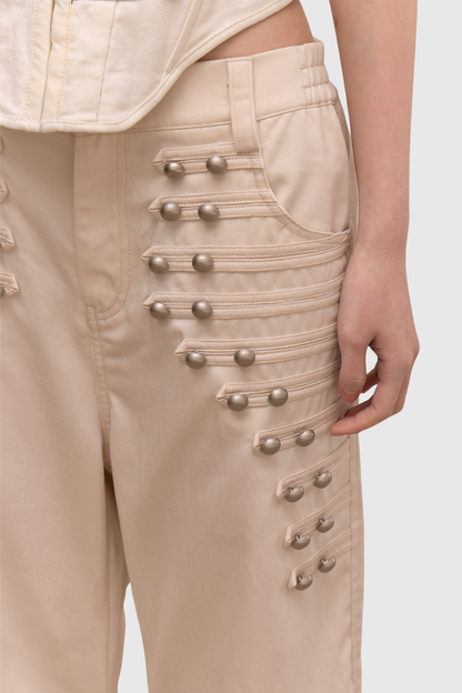 Donna  Napoleon Double Breasted Trousers - Beige